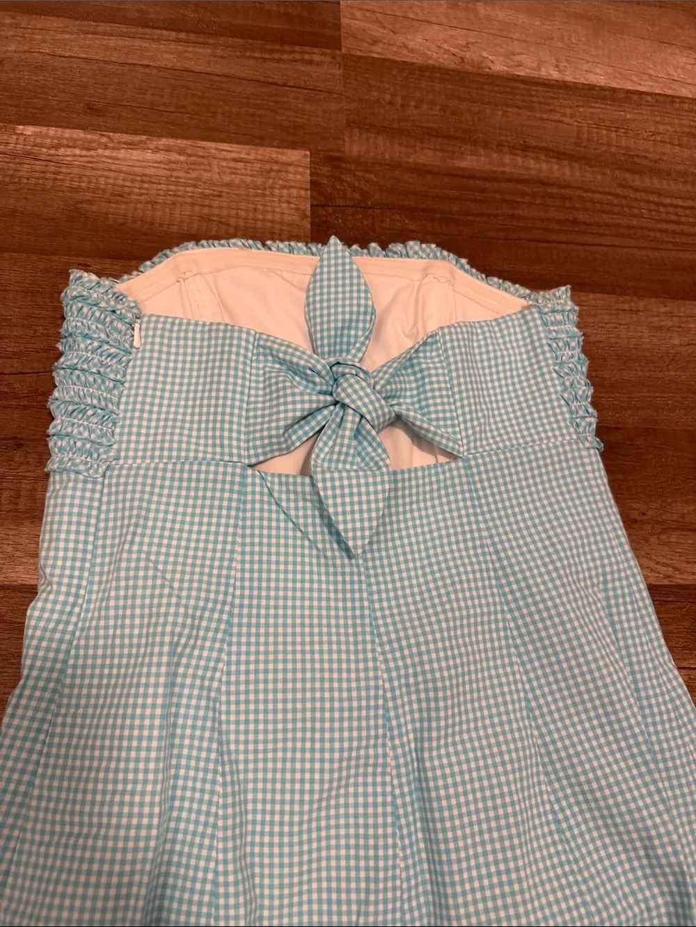 Lily Pulitzer sz 0 Light Blue Gingham Strapless Sundress - Picture 4 of 7